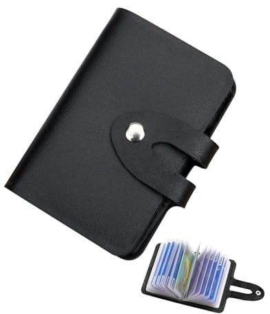 MYGLOAR Tarjetero, capacidad para 26 tarjetas de crédito, tarjetero, libro de tarjetas de visita, organizador de tarjetas de cliente y organizador de tarjetas de visita, negro elegante