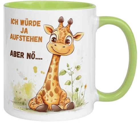 Giraffe Tasse süß | Niedliche Tier Tasse mit Giraffen Motiv | Lustiger Kaffeebecher Kinder Frauen Männer | Geschenkidee für Tierfreunde Büro Zuhause Schule | Frühstücksbecher Giraffe Illustration