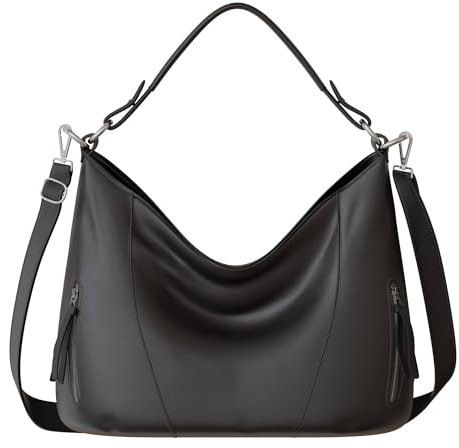 KMISSO Damen Shopper Hand Henkel Tasche Veganes Leder 30627 Black