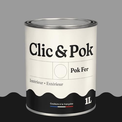 POK Peinture Fer Antirouille – Métal Extérieur Intérieur, Satinée, Protection Rouille - 1L - RAL 7004 Gris de sécurité