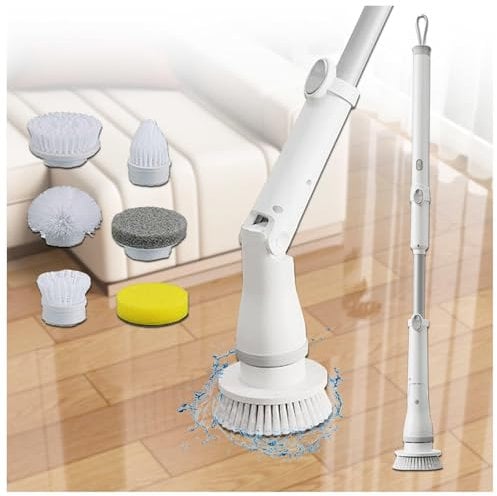 HJXBD888 Escoba De Limpieza Electrica 6 en 1, con 2 velocidades Ajustables, Mango Ajustable Fregona Electrica para Baño, Suelo de Baldosas y Coche