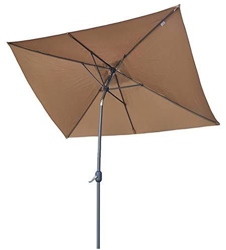 Ruiseawing Parasol de jardin carré avec manivelle et bouton poussoir d'inclinaison, 2 x 2 m, 6 baleines robustes