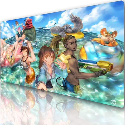 Overwatch Tracer & Mei & D.Va & Lucio Grand Tapis de Bureau – 800x400x3mm, Surface Waterproof, Base Caoutchouc Antidérapante, Idéal pour Créateurs & Gamers