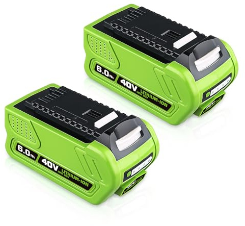 2Packs 6000mAh 40V Li-Ion Battery Replacement for Greenworks 40V Battery Compatible with GreenWorks 29462 29472 29252 25312 25322 20202 20642 21242 22272 27062
