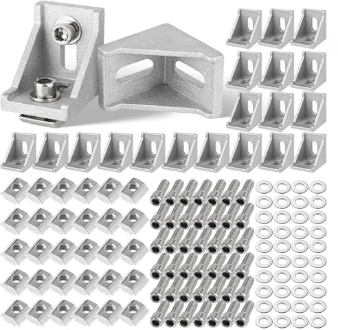 20 Stück Aluwinkel 30x30 Winkelverbinder Aluprofile Alu Winkelprofil 90 Grad Alu Winkel Winkelverbinder Edelstahl mit M6-Schrauben und Muttern, geeignet für Aluprofil 30x30, 3D-Drucker