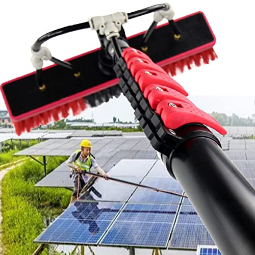 GFHOOZ Pannelli solari fotovoltaici e Asta per la Pulizia delle finestre, Strumento per Il Lavaggio dei vetri delle finestre, Spazzola Rotante Retrattile con Manico Lungo in fib