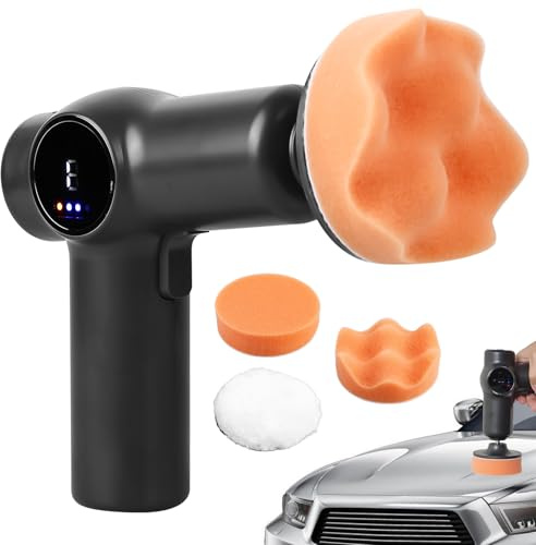 GAOUTO Poliermaschine Auto Akku, 1350RPM Auto Poliermaschine Polierer, Akku Poliermaschin e, LED-Display, 3 Wachsschienen, 2-stufige Einstellung für Entfernen von Kratzern, Polieren und Wachsen