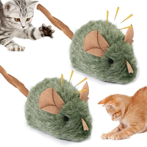 Lot de 2 Jouets Interactifs pour Chat - Jouet Interactif pour Chat - Souris Électrique Moelleuse - Souris Gaming Électrique - Souris Gaming Électrique
