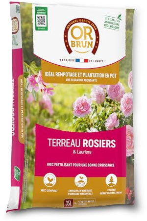 OR BRUN Terreau Rosiers 35L - Spécial Rempotage et Plantation