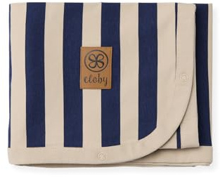 Cloby Multifunktionale Babydecke - Kinderdecke mit UV-Schutz (UPF 50+) - UV-Decke - Navy Stripe - blau/beige (95x73 cm)