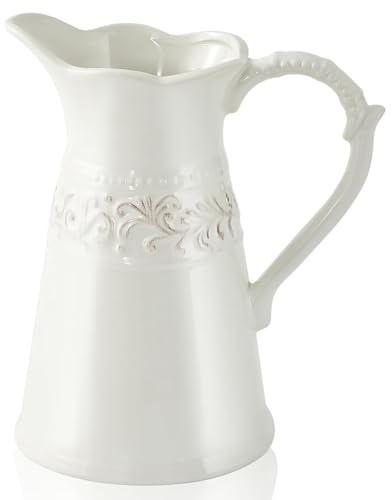 Awwertse Vase Pichet Vase de Ferme Vases Pichet pour Fleurs Vase à Fleurs Pichet Vase Pichet Blanc pour Fleurs