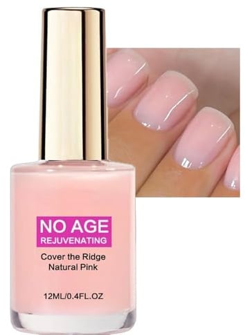 Natural Pink Nail Polish, Rejuvenating Tinted Nail Varnish | Cover the Nail Ridge, Quick Drying High Gloss Nail Concealer, Smooths Uneven Nails, No UV Lamp Needed, 12ml