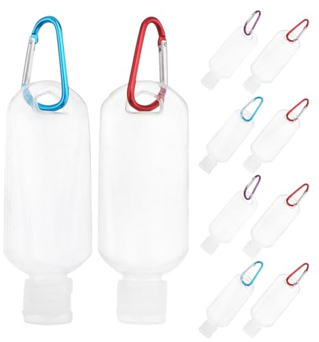 SHERCHPRY Leakproof Plastic Squeeze Containers Convenient for Travel and Outdoor Activities Refillable Travel Bottles 10pcs 50ml with Hook Clip Made of Odorless Petg Random Color
