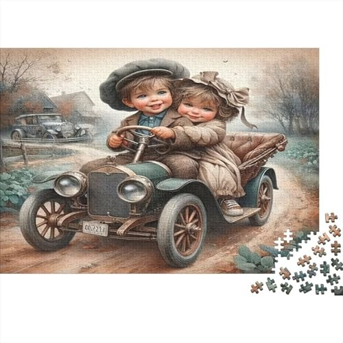 Children Driving Car Jigsaw Puzzles 1000 Piece Recycled Paper for Adults Adult Jigsaws Educational Game Challenge Fun Home Activity Great Gift Idea for Gift Giving 52x38cm/1000pcs