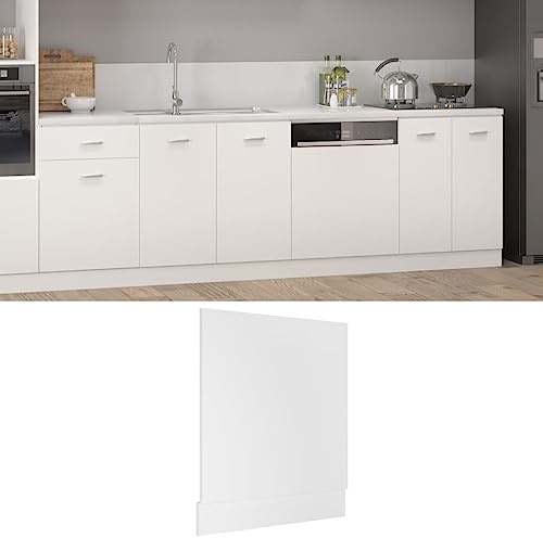 GeenYuu Lyon Dishwasher Cover White Wood Material 59.5 x 3 x 67 cm Kitchen Front Panel Durable Protective Easy to Clean for Integrated Dishwasher
