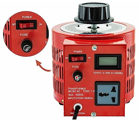 Transformateur Variable Variac convertisseur de transformateur régulateur tension ca 500VA-3000VA bobine cuivre intégrée for l'alimentation Bricolage pour débutants(1KVA LCD Screen)