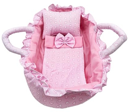 ZWWAAZHF 30cm Puppen-Schlafkorb mit Kissen und Decke, tragbar | Weiches Polyester-Bettzeug, passend für 30cm-Puppen. Ideal für Rollenspiele, Deko und Fürsorge