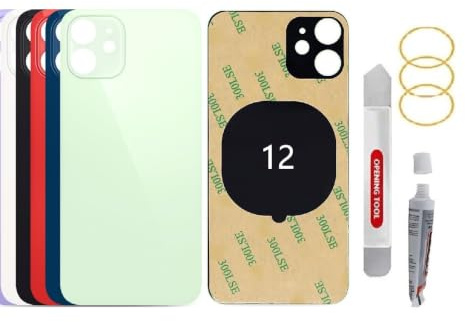 BAYERQ Vitre Arrière de Remplacement Compatible avec iPhone 12 - Verre Coque Batterie avec Outils (Vert)