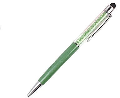 Crystal Green Ball Point Gift Pen Made With Real Crystal Elements& Stylus UK Seller