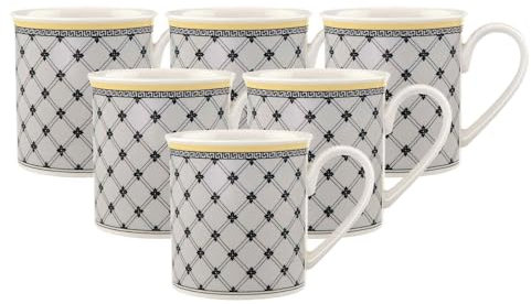 Villeroy & Boch Audun Promenade Kaffeebecher, 300 ml, Höhe: 9,1 cm, Premium Porzellan, Weiß/Bunt, 6er Set