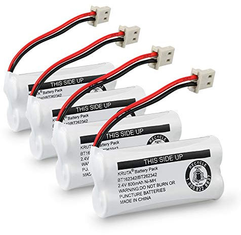Kruta BT162342 BT262342 Cordless Phone Batteries Compatible with BT183342 BT283342 BT166342 BT266342 VTech CS6114 CS6419 CS6719 at&T EL52300 CL80111 Handset Telephone (Pack of 4)