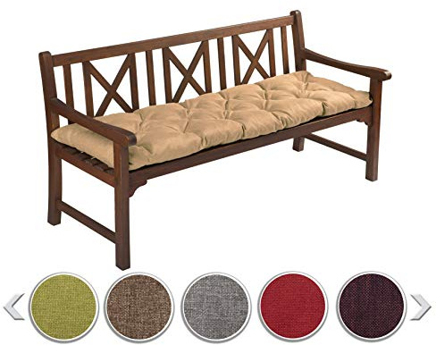 sunnypillow Bankauflage Outdoor - Bankkissen für Bank 130 x 60 cm - Sitzkissen für Hollywoodschaukel - Polsterauflage, Auflage für Gartenbank - Gartenkissen, Stuhlkissen für Gartenmöbel Beige