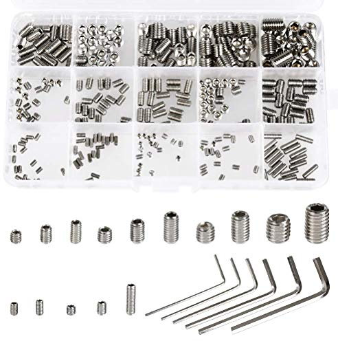 FOROREH Madenschrauben 300pcs Gewindestifte Schrauben Sechskantkopf Inbusschrauben Edelstahl M2.5 M3 M4 M5 M6 M8 mit kleinem Inbusschlüssel Sortiment Befestigungsteile Kits Maschinenschraube