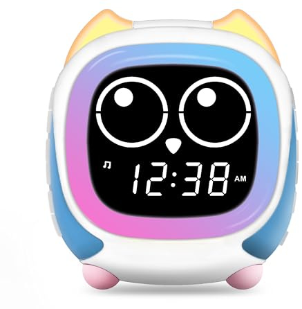iTOMA Addo Kids Alarm Clock,Sunrise/Sunset Simulation Bedside Lamp, Grow Children's Clock Trainer and Bluetooth Music Player,White Noise Sleep Sounds Wake Up Clock Owl CKS912
