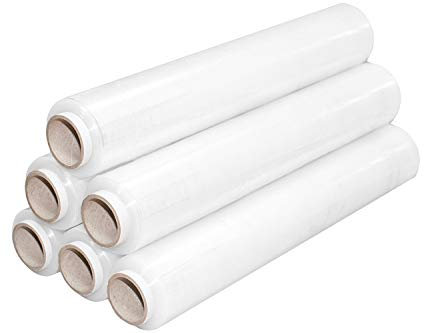 euecoplanet® 1.5KG x 6 Rollen 23my 500mm Stretchfolie Wickelfolie Handfolie |Echtes Gewicht (Transparent, 6 Rollen)