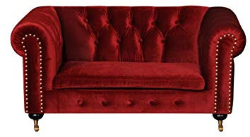 jvmoebel Rote Barock Sofa Couch - Chesterfield Stoff 2 Sitzer Leder Textil New