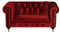 jvmoebel Rote Barock Sofa Couch - Chesterfield Stoff 2 Sitzer Leder Textil New
