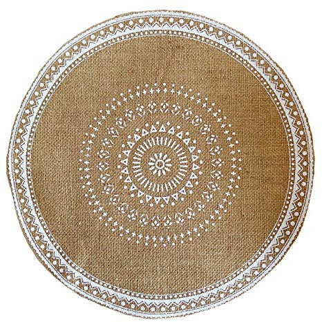 SWECOMZE 4er Set Rund 38cm gewebte Tischsets Waschbar,Boho Baumwolle Platzsets Untersetzer Abwaschbar Hitzebeständig und rutschfest,Ideal für Küche,Party,Hochzeit usw (Ohne Quaste weiß)