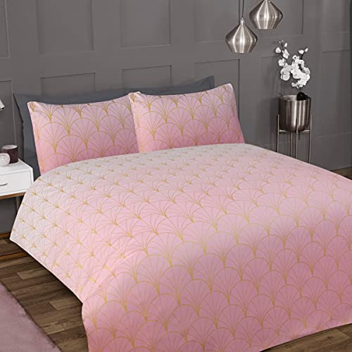 Sleepdown Bettwäsche-Set mit Kissenbezügen, Ombré-Metallic-Look, zartrosa, weich, gemütlich, pflegeleicht, King-Size-Größe (230 x 220 cm)