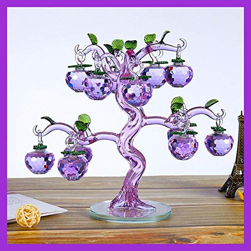 12 Hängen Kristall Rosa Lila Gelb Apfelbaum Ornament Handgemachte Handwerk Figuren für Wohnkultur Party Hochzeit Gunst Geschenk-Lila_CHINA