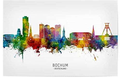 artboxONE Poster 75x50 cm Städte Bochum Germany Skyline txt hochwertiger Design Kunstdruck - Bild Bochum bunt City