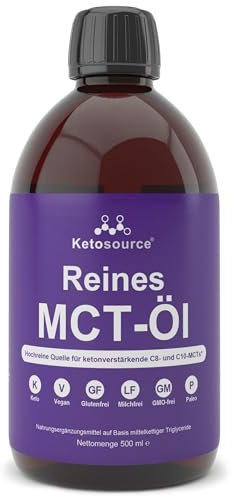 Ketosource® Pure MCT Oil | High Purity Source of Ketone-Boosting C8 & C10 MCTs | Supports Keto Nutrition & Fasting | Vegan Safe & Gluten Free (500ml)