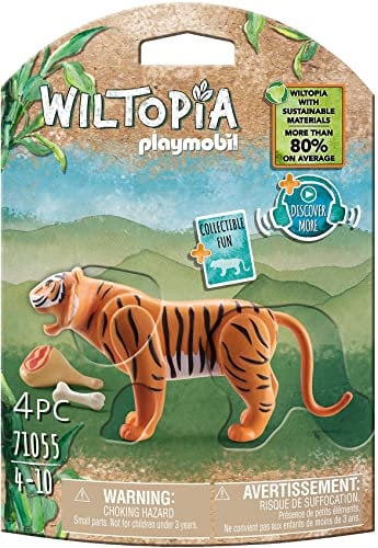 Playmobil 71055 Tigre - Wiltopia - Carte d'animaux à Collectionner - Gamme Wiltopia avec Plus de 80% de matériaux recyclés ou biosourcés en Moyenne - Dès 4 Ans