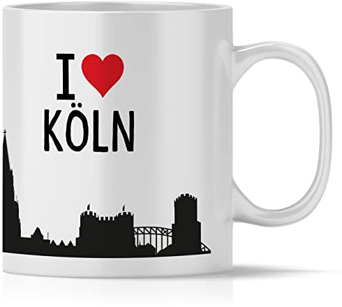 OWLBOOK® I love Köln Skyline Tasse mit Spruch Geschenke Geschenkideen als Erinnerung oder Mitbringsel von einer Reise für Männer und Frauen zum Geburtstag Keramik 300 ml