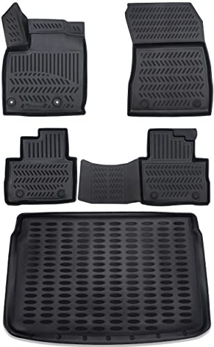 ELMASLINE 3D Gummimatten & Kofferraumwanne Set für Nissan Qashqai (J12) 2021-2025 (oberer Ladeboden) | Passt Nicht in E-Power !!! | Zubehör Kofferraum Fußmatten