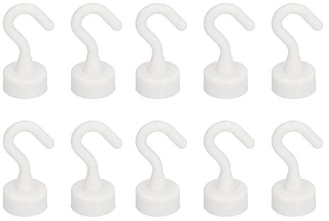 BuyWeek Magnethaken, 10 Stück Weiß Kunststoff Magnethaken 11lb Mini Extra Stark Magnethaken für Kühlschrank Mikrowelle