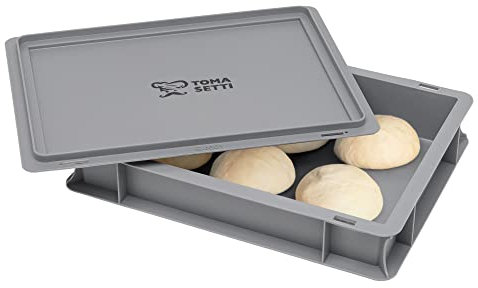 TOMASETTI Pizza Ball Box with Lid, Dimensions: 30x40x8 cm, Tray for Pizza Dough & More, Stackable & Fermentation Box