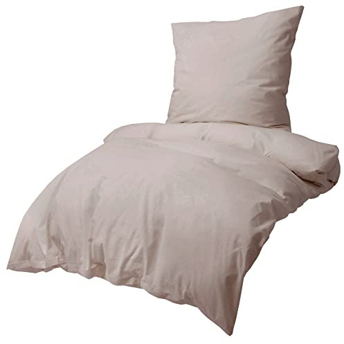 EllaTex MIKROFASER Bettwäsche Set, Farbe:Taupe, Größe:200x200cm + 2St. 80x80cm