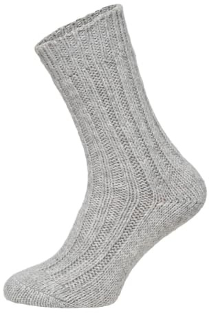 HomeOfSocks 2 Paar Alpaka Socken Herren Und Damen - Dicke Wollsocken Mit 50% Wollanteil, Natürliche Regulierung Der Fußtemperatur | Grau Gr. 35-38