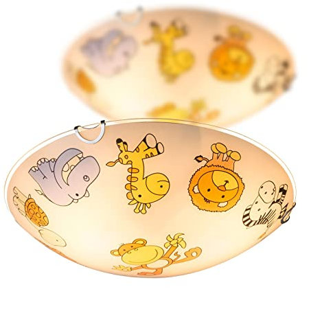 bmf-versand Deckenlampe Kinderzimmer Tiere im 2er Set - Runde LED Kinderleuchte Deckenleuchte für Junge Mädchen Baby - Deckenstrahler Schlafzimmer Zoo Licht Länge 30 cm