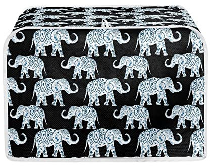 Xoenoiee Elephant Pattern Toaster Covers 2 Slice Wide Slot Dust Cover Case with Handle Toaster Cover Case Small Appliance Covers Toaster Bag Protector, S