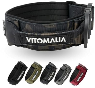 VITOMALIA® Taktisches Hundehalsband, 5 cm Breit: Stabiles Nylon, Magnet Handgriff, Sicherheitsschnalle, hundehalsband große Hunde (5cm/M = 40cm-50cm, Camouflage)