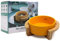 Cuenco de Cerámica para Gato, Base de Madera de Bambú, 400 mL, Amarillo