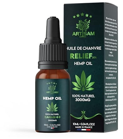 ARTISAM | Meilleur Huile de Graines de Chanvre Sativa PURE H 30% 3000mg Pressée à Froid 10 ml | Chanvre bio | Formule Premium Made in France Huile Sommeil Puissant Hemp Oil herbe puff fleurs infusion