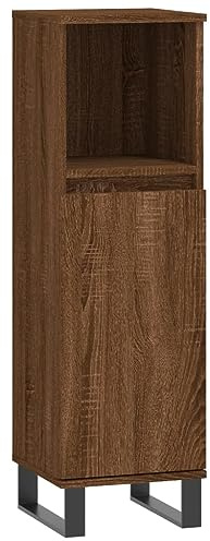 vidaXL Badschrank, Badezimmerschrank mit viel Stauraum, Badkommode mit Eisenbeinen, Aufbewahrungsschrank Bad Badezimmermöbel Badmöbel, Braun Eichen Optik Holzwerkstoff