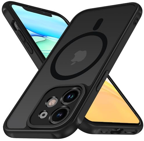 ivoler Matt Schwarz Magnetisch Hülle für iPhone 11 6.1 Zoll, Kompatibel mit MagSafe, [Militärnorm Sturzschutz] Stoßfest Kratzfest Rückseite Schutzhülle Dünn Flüssig Silikon Handyhülle Case